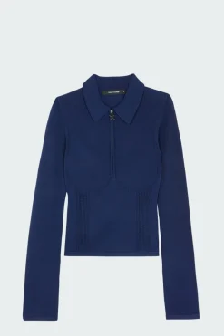 ZIP KNIT POLO LS - Polo | Bleu